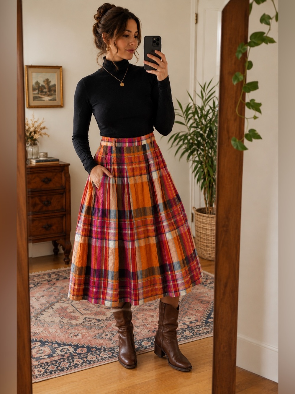 Maeve Anthropologie Plaid Midi Skirt Size Medium